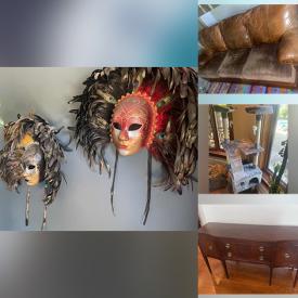 MaxSold Auction: This online auction features leather furniture, oil lamps, cat tree tower, antique mahogany sideboard, decorative masks, desks, vintage sewing machine, exercise equipment and much more!