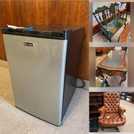 MaxSold Auction: This online auction features items such as a Table, Refrigerator Mirror, Faux Plant, Clock, Bench, Love Seat, Coat Rack, Side Table, Coffee Table, Arm Chair, Desk, Office Chairs, Floor Mat, Book Shelf, Cabinet, Wall Art, Typewriter, File Cabinet, Paper Cutter, Printer and much more!