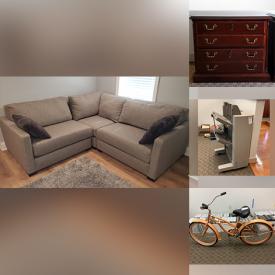 MaxSold Auction: This online auction features rugs, electronics, seasonal decor, wall art, office supplies, kitchenware, Canon printer, paper sorter, furniture such as desks, file cabinets, hutch, office chairs, sectional sofa and much more!