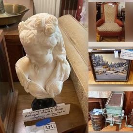 MaxSold Auction: This online auction features a dresser, China cabinet, console table, secretary desk, carved Asian mask, flatware, Asian tea set, food processor, metal kettle, Antique carpentry tools, Vintage lanterns, mineral rocks, tools and much more!