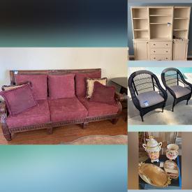 MaxSold Auction: This online auction features furniture such as china, occasional chair, drop leaf table, chenille sofa, bookcases, wall entertainment unit, books, vinyls, linens, kitchenware, small kitchen appliances, lamps, fireplace mantle, decor, purses and much more!