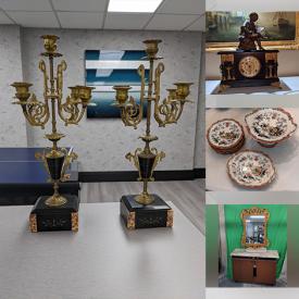 MaxSold Auction: This online auction features chair, tables, chest, display cabinet, ceramic plates, Casserole dishes, fine bone china, candlestick holders, porcelain pitcher, urns and much more!