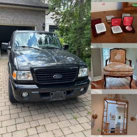 MaxSold Auction: This online auction features a Ford Ranger Pickup, wheeled cart, coffee table, jewelry cabinet, sewing supplies, Asian carved art, floor lamps, Grandfather’s clock, original paintings, chandelier, Asian pot, humidifier, sports equipment, power washer and much more!