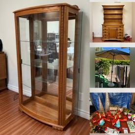 MaxSold Auction: This online auction features a twin bed, wood chest, crystal cabinet, cream sofa, wall mirror, umbrella, folding screen, black woven chair, seasonal decor and much more!