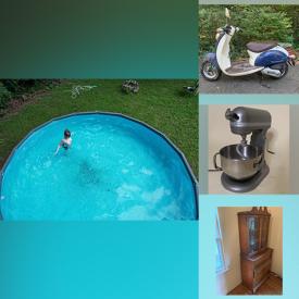 MaxSold Auction: This online auction features Honda Scooter, wicker furniture, dressers, iMac computer, safes, BBQ grill, patio table, day bed, glass front bookcases, antique vanity, washer, dryer, swimming pool, upright freezer, racing bike, rolling toolbox, pressure washer, small kitchen appliances, jackhammer, aquariums and much more!