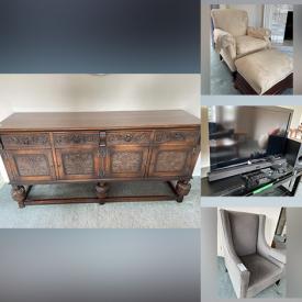 MaxSold Auction: This online auction features furniture such as leatherette sofa bed, coffee table, bookcases, vintage cabinet hutch, and bedside tables, vintage books, lamps, sporting goods, power tools and much more!