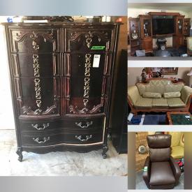 MaxSold Auction: This online auction features items like nightstands, cabinets, videogames, tools, metal shelves, mirrors, fans, bikes, books workout equipment, rugs, table, room divider, entertainment furniture, statuettes, lamps, painting, couch, recliner, coffee table, toys, wall art, computer desk, ladders, vacuum, dolls and much more!