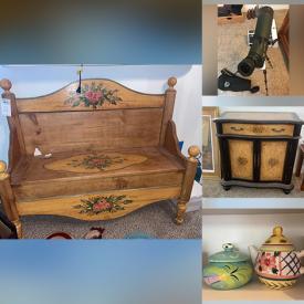 MaxSold Auction: This online auction features vintage side table, nutcracker collection, upholstered chairs, desk, office supplies, TVs, men’s & women’s shoes, telescope, binoculars, Canon lenses, vintage icebox, small kitchen appliances, Susan Painter potter, Fiesta china, trundle bed, golf clubs, bicycle and much more!