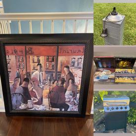 MaxSold Auction: This online auction features framed wall art, bedding, area rug, dresser, metal tiki torches, patio furniture, fitness gear, Mel science kits, bbq Grill and much more!