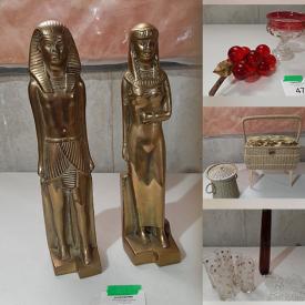 MaxSold Auction: This online auction features costume jewelry, onyx & glass figurines, studio pottery, collectible plates, nesting dolls, art glass, decanter set, brass statues, games, office supplies, craft supplies, vintage books, blanket tacks and much more!