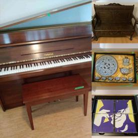 MaxSold Auction: This online auction features Swarovski jewelry, Royal Doulton, crystalware, Yamaha piano, furniture such as wood cabinets, stone hall table, secretary desk, vintage oak bench, and shelving units, DVDs, linens, laminate flooring, gardening supplies and much more!