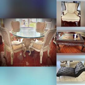 MaxSold Auction: This online auction features dining set, armchairs, tables, sofa, dresser, lamps, wall art, exercise equipment and much more!