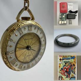 MaxSold Auction: This Charity/Fundraising Online Auction features antique hairpins, vintage watches, carved stone sculptures, silver bangles, costume jewelry, comic book collection, art glass, vintage jade bangle, NIB toys, milk glass, coins, stamps, bike and much more!