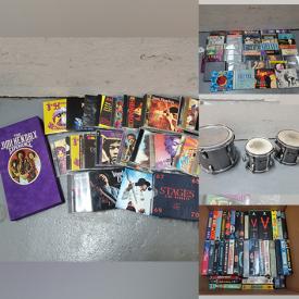 MaxSold Auction: This online auction features CDs of all genres, VHS tapes, speakers, board games, cassettes, drum kits, fan, PS2 controllers, laminating press, soldering tools, crash cymbals and much more!