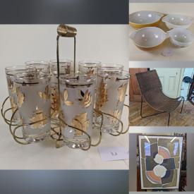 MaxSold Auction: This online auction features end tables, steel wire footstool, curio display shelves, pottery & walnut table lamp, hall china pink teapot, corning ware, Lenox porcelain bowl, portable typewriter, mechanical juicer, vintage Columbia bicycle and much more!