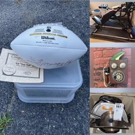 MaxSold Auction: This online auction features a drop leaf table, MIT chair, secretary desk, sewing machine, trunk, hummels figurines, lamp, wall art, flatware, dinnerware, glassware, clay cookery, Danbury Mint Car Collection, office supplies, art supplies, exercise equipment, yard tools and much more!