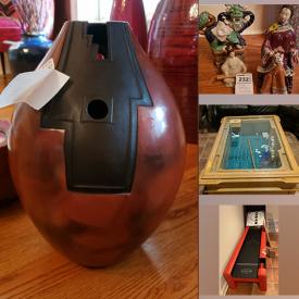 MaxSold Auction: This online auction features grandfather clock, framed wall art, table lamps, ginger jars, art glass, Raku vases, art pottery, recliners, TVs, sectional sofa, Precious Moments, nutcracker collection, upright piano, exercise bicycle, Skee Ball machine, cedar chest, dressers, medical patient lift and much more!