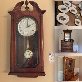 MaxSold Auction: This online auction features wall clocks, Christmas platters, baking pan and trivet, cookie jar, rugs, Christmas décor, ottoman and JVC television. Also includes fishing gear, thermos grill, tools and yard tools, ice cream maker, cat carrier, coolers, toolbox and electronics. Includes metal shelves, dresser, desk, table, bed, China cabinet and loveseat and much more!