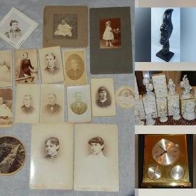 MaxSold Auction: This online auction features various items such as toys, lantern glass slides, dinner plates, salad plates, card photos, Bluetooth Headset, Wall Clock Large, Antique Vintage Photographs, CD’s, framed prints, duck decoy, figurines, storage box and much more.