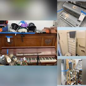 MaxSold Auction: This online auction features furniture such as a bookshelf, shelving units, gondola retail racks, frames, locker cabinet, plastic storage and others, piano, strollers, kitchenware, small kitchen appliances, chandelier, binding machine, decor, clothing, accessories, Carex lifting seat, Vivosun potting containers and much more!