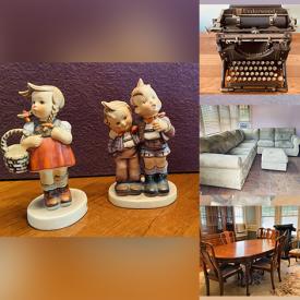 MaxSold Auction: This online auction features items such as Oriental Rug, Solid oak, queen futon frame, Wood-framed mirror, Recliner chair, Gliding rocker, Sectional sofa, Microfiber, Dresser,  Typewriter, Sewing Machine, Elegant Lenox lamps, Hummel figurines, dining chairs, Antique Curio Cabinet and much more!