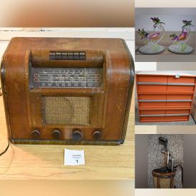 MaxSold Auction: This online auction features vintage radio, stereo equipment, luggage, framed signed wall art, NSA water systems, art glass, binoculars, heated vest, wine-making kit, office supplies, sunglasses, Antique golf clubs, DVDs, jewelry, watch, garden tools, TVs, camping gear, desks, chairlifts, fishing gear, vinyl records and much more!