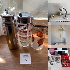 MaxSold Auction: This online auction features items such as Coffee Table Books, blankets, Vintage Bar Equipment, Vintage Decanter, Hot Cups, Mirror, Art, Clock, Ice Crusher, Mugs, Creamer, Towel Rack, Style Lamp, Blankets, dishes and much more!