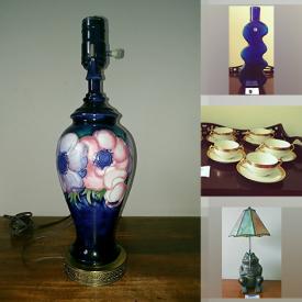 MaxSold Auction: This online auction features Moorcraft lamp, depression-style dinnerware, cranberry glass, Bunnykins, vintage Pyrex, vintage carnival glass, Portuguese cork wine set, collector plates, Victorian bridal bowl, vintage teal decanter set, Hull pottery, art glass,  vintage bottles, window AC unit, Mexican planters and much more!