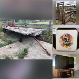 MaxSold Auction: This online auction features limited edition prints with COAs, 64” Sharp TV, furniture such as coffee table, loveseat, side tables, Palliser cabinet and farmhouse table, crystal stemware, small kitchen appliances, DVDs, hay wagon, farm tools and much more!