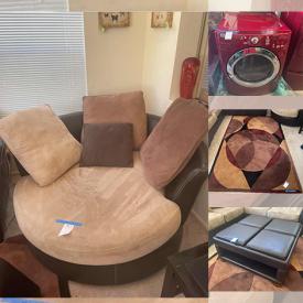 MaxSold Auction: This online auction features dining table & chairs, sectional couch, area rub, table lamps, leather ottoman, bar stools, refrigerator, dryer, children’s dune racer car, glass table, and much more!