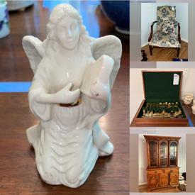 MaxSold Auction: This online auction features a foyer table, display cabinet, buffet, patio furniture, armoire, roll-top desk, Franciscan dishware, chafing dishes, electric fireplace, lamps, recumbent bike, garden supplies and much more!