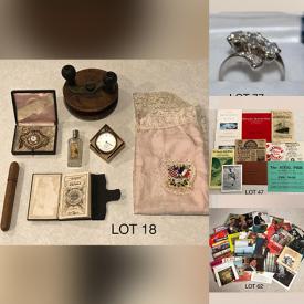 MaxSold Auction: This online auction features white gold and diamond ring, collectibles such as sterling silver, fine china, crystalware, antique decor, furniture such as Ethan Allen side table, entertainment unit with 40” Samsung TV, coffee table and outdoor lounge chairs, framed artwork, cameras, 45 rpm records, luggage and much more!