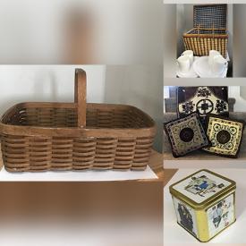 MaxSold Auction: This online auction features wicker baskets, rush basket, rattan storage box, wicker picnic basket, wreaths, desk accessories, cameras, adapters & cables, throw pillows and much more!