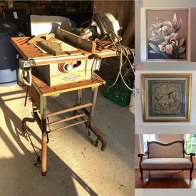 MaxSold Auction: This online auction features original artwork, vintage tapestries, Inuit sculptures, Wedgwood china, collector spoons, patio furniture, small kitchen appliances, treadmill, desks, vintage sewing machine, printer, office supplies, home health aids, power & hand tools, toys,  garden tools and much more!