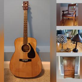 MaxSold Auction: This online auction features office chair, home desk, settee sofa, dresser, armoire, coffee table, wall unit, sake set, dinnerware, typewriter, figurines, sculptures, wall art, lamps, light fixture, mirror, dinnerware, guitar, indoor basketball hoop, bike, yard tools and much more!