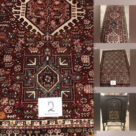 MaxSold Auction: This online auction features vintage clocks, inlaid table, vintage organs, side tables, badges, wall art, silk Victorian chair, vintage radio, hand-knotted Persian carpets and much more!