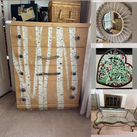 MaxSold Auction: This online auction features dining chairs, patio table, rugs, jewelry armoire, jewelry, mini-fridge, TVs, dressers, glass topped coffee table, garden pots, garden art, mirrors, canvas art, corner desk, table lamps, recliner sofa, futon, modern credenza and much more!