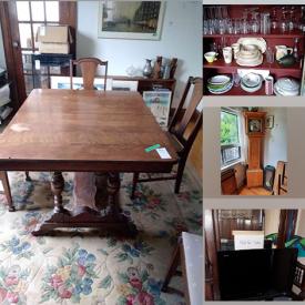 MaxSold Auction: This online auction features Wedgwood, framed wall art, Sony TV, furniture such as dining table, rocking chair, antique commode, upholstered couch and antique dresser, lamps, home decor, glassware, power tools, Sony speakers, LPs, vintage toys and much more!