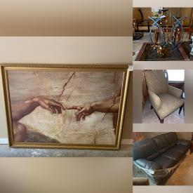 MaxSold Auction: This online auction features items like a dresser, chair, sofa,  baskets, suitcase, LED signs, nightstand, scooter, bike, lamp, bed frames, watches, child suitcase, golf clubs, mirrors, wall art, media table, candle holder, vases, elect6ronics chandelier, piano and much more!