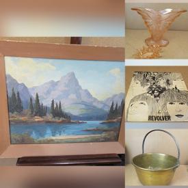 MaxSold Auction: This online auction features vintage jewelry, art glass, vintage toys, rock collection, vinyl records, vintage table linens, First Nations-style artwork, continental silver spoons, crockery, TV, hand tools, watches, coins, currency, art pottery, antique brass pots and much much more!