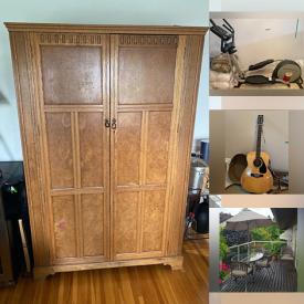 MaxSold Auction: This online auction features an antique wardrobe, recliner rocker, Christmas village, mirror, lamp, guitar, piano music, office supplies, Wii game, NordicTrack Elliptical, yard tools and much more!