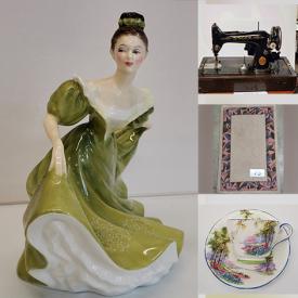 MaxSold Auction: This online auction features chandeliers, wooden teak grinder, blue teapot, decorative eggs, costume jewelry, hand-knotted carpets, Antique Singer sewing machine and much more!