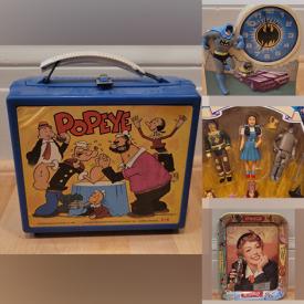 MaxSold Auction: This online auction features collectible items and décor such as Novelty Ray Gun Toy Keychain, Popeye Thermos and tin lunchbox, Elvis’s ceramic bust, Pee-wee Herman doll, Colonel Sanders figurine and Batman and Robin alarm clock. Also includes Pee-wee Herman globe figurines, The Simpsons Homer figurine, Wizard of Oz figurines, and Canadian Mountie plastic figurine. Includes paper weight, Canadian Commonwealth games coin, Colorful globes, Coca-Cola tray and McDonald’s Christmas plate, Pez containers and much more!