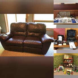 MaxSold Auction: This online auction features leather reclining couch, antique dresser, Hoselton art sculptures, vintage toys, vintage rocking horse, jewelry-making supplies, vintage books, baby toys, action toys, golf clubs, vinyl records, ephemera, English china, decanter, water cooler, vintage camera gear and much more!