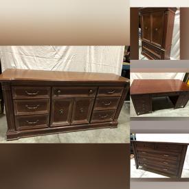 MaxSold Auction: This online auction features furniture such as a pine bookcase, side table, swivel chairs, painted black chairs, solid oak four poster bed, armoire, walnut desk, walnut game table and chairs, chest of drawers, office chair, harvest table, rocking chair and much more!