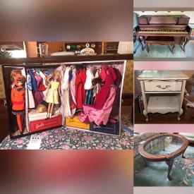 MaxSold Auction: This online auction features items such as side table, lamps, vases, typewriters, sofa, curio cabinet, teapot sets, wall art, figurines, fireplace screens, chairs, shelves, piano, rugs, home decors, vintage barbies, dresser, bed frames and much more!