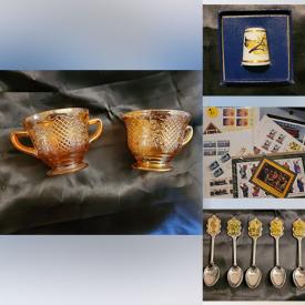 MaxSold Auction: This online auction features Coca-Cola collectibles, retro pins, jewelry, cufflinks, games, stamps, thimbles, salt & pepper shakers, wade figurines, Christmas items, Hummel spoons, dishes, collector plates, buttons, records, toys, decanter, souvenir spoons, coffee mugs, pin-ups and much more.