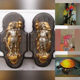 MaxSold Auction: This online auction features stained glass parrots, art glass, A J Casson signed print, Le Ba Dang signed print, sterling silver vanity set, Royal Doulton figurine, mod table lamps,  Beauceware wall pocket, wooden goose decoy, vaseline glass, glass turtle table lamp, Indigenous drum, McMaster pottery, Murano art glass clowns and much more!