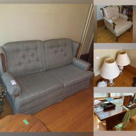 MaxSold Auction: This online auction features items such as Folding  Chairs, Mirror, Dining Table, Rocking Chair, books, Candles, Vases, Books, Clock, Large Prints, piano, Vintage Stereo, Stereo, Antique Table, Loveseat, Chair, Rocker, Stool, Coffee Table, Magazines, Arm Chair, lamps and much more!