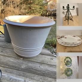 MaxSold Auction: This online auction features aluminum flower buckets, mats, clothing, ceramic plant pots, fleece, BBQ, dog harness, dishes, copper fondue pot, linen, lampshades, golf clubs, books and much more.